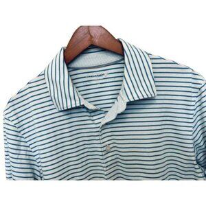 Jim Nantz Vineyard Vines Polo Shirt blue white pinstripes Pima Cotton Size Med